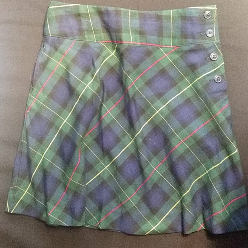 Lands' End girls plaid school uniform skirt 12